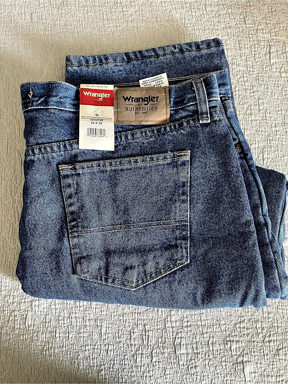 NWT MEN’S WRANGLER AUTHENTICS RELAXED FLANNEL LINED DENIM BLUE JEANS SIZE 42x30